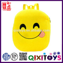 Buena calidad mochila de felpa diseño lindo mochila emoji producción profesional hechos a mano niños emoji mochila